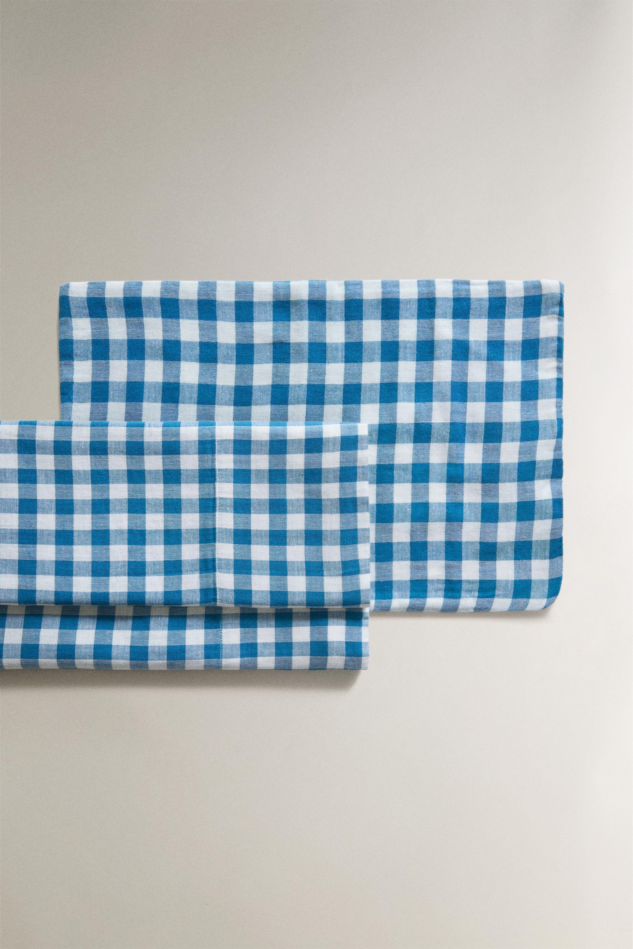 ENSEMBLE TAIE D’OREILLER ET DRAP DE DESSUS LIT BÉBÉ À CARREAUX